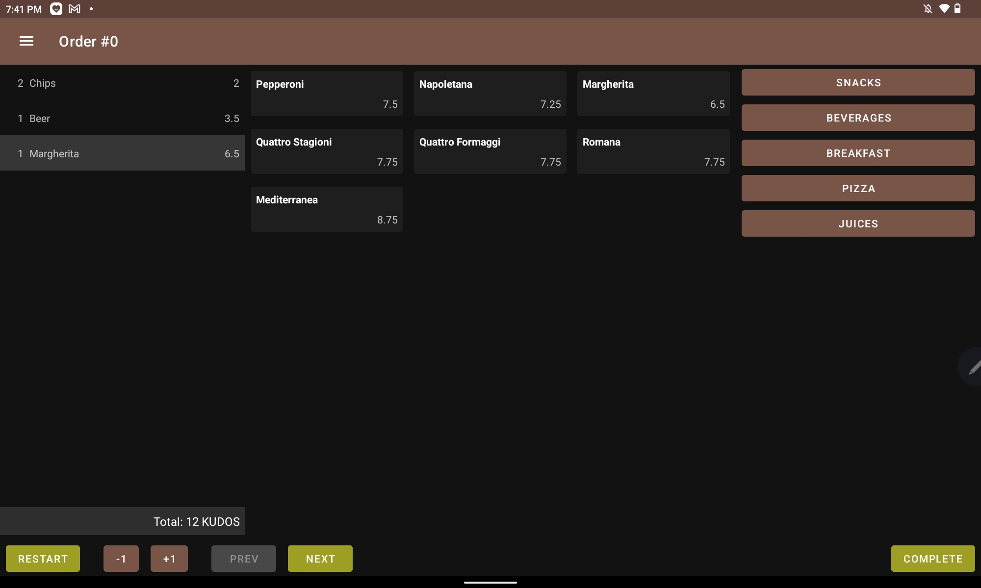 GNU Taler point-of-sale app user interface screenshot