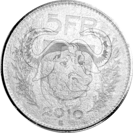 Swiss Franc coin with GNU head as face value